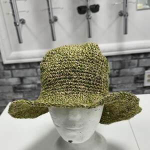 Green and Tan Woven Sun Hat
